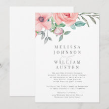 Blush Floral Watercolor Botanische Weiße Hochzeit