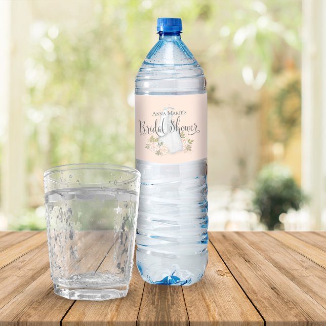 Blush Floral Watercolor Brautparty Wasserflaschenetikett (Von Creator hochgeladen)