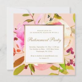 Blush Floral Watercolor mit Dots Retirement Party Einladung