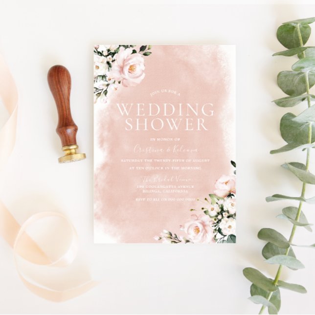 Blush Floral Watercolor Paare Polterabend Einladung (Von Creator hochgeladen)