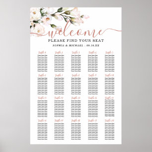 Blush Floral Wedding Chart Poster