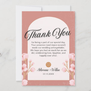 Blush Floral Wedding Dankeschön Card mit Foto Dankeskarte