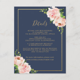 Blush Floral Wedding Guest Details Begleitkarte