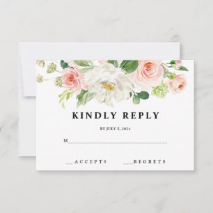 Blush Floral Wedding RSVP Cards Karte