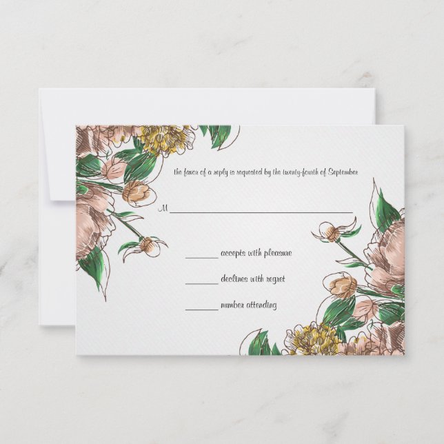 Blush Floral Wedding RSVP Response Card Karte (Vorderseite)