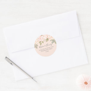 Blush Floral Wedding Rücksendeadresse Custom Runder Aufkleber