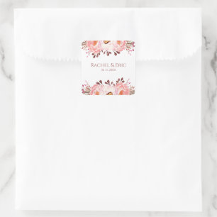 Blush Floral Wedding Stickers mit Individuellen Na