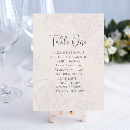 Blush Floral Wedding Table Number