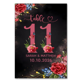 Blush Floral Wedding Table Number 11 Card Tischnummer