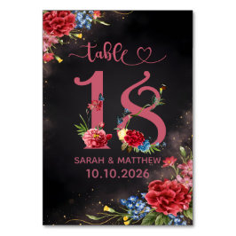 Blush Floral Wedding Table Number 18 Card Tischnummer