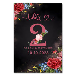 Blush Floral Wedding Table Number 2 Card Tischnummer