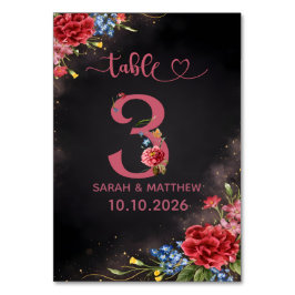Blush Floral Wedding Table Number 3 Card Tischnummer