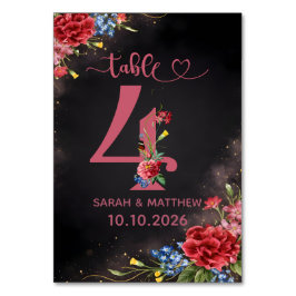 Blush Floral Wedding Table Number 4 Card Tischnummer