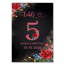 Blush Floral Wedding Table Number 5 Card Tischnummer