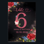 Blush Floral Wedding Table Number  6 Card Tischnummer<br><div class="desc">Create a romantic and elegant reception with this blush floral wedding table number card. Featuring soft pink peonies, delicate blue florals, and a modern script “Table” design, this card adds a timeless and luxurious touch to your wedding décor. Perfect for romantic, garden, spring, or classic weddings, this design blends beautifully...</div>