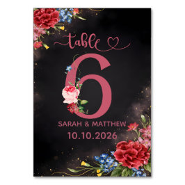 Blush Floral Wedding Table Number  6 Card Tischnummer