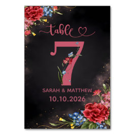 Blush Floral Wedding Table Number 7 Card Tischnummer