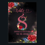 Blush Floral Wedding Table Number 8 Card Tischnummer<br><div class="desc">Create a romantic and elegant reception with this blush floral wedding table number card. Featuring soft pink peonies, delicate blue florals, and a modern script “Table” design, this card adds a timeless and luxurious touch to your wedding décor. Perfect for romantic, garden, spring, or classic weddings, this design blends beautifully...</div>