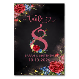 Blush Floral Wedding Table Number 8 Card Tischnummer