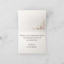 Blush Floral Wedding Thank You Card 