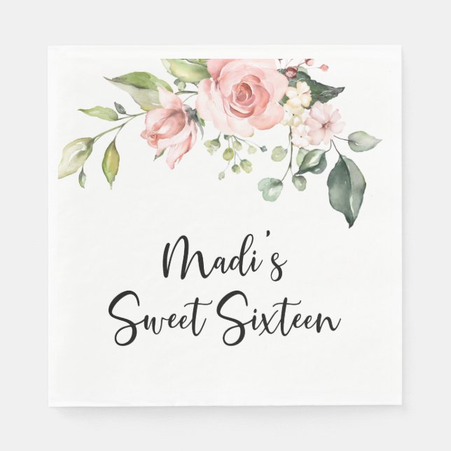 Blush Floral Wedpaper Napkins Serviette (Vorderseite)