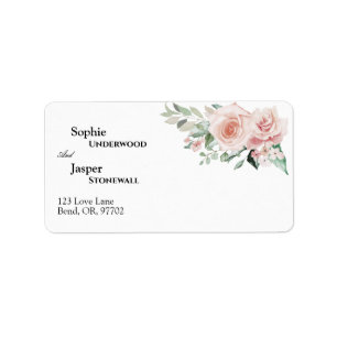 Blush Floral White Wedding Address Label Adressaufkleber