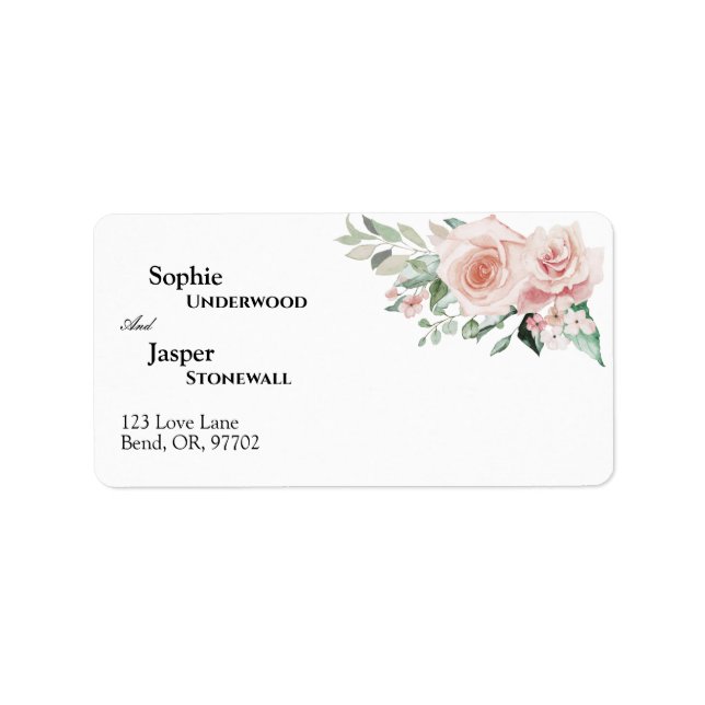 Blush Floral White Wedding Address Label Adressaufkleber (Vorne)