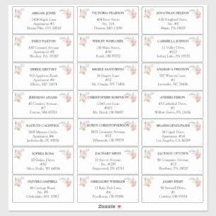 Blush Floral White Wedding Gästetiketten Aufkleber