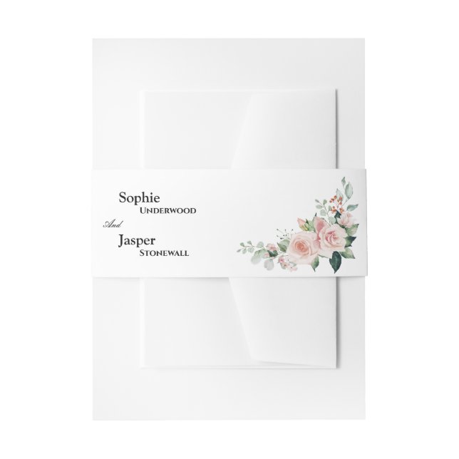 Blush Floral White Weditation Bauchband Einladungsbanderole (Vorderseite Beispiel)