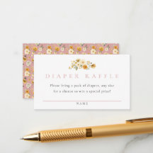 Blush Floral Windel-Raffelkarte Vintage-Kinderwage