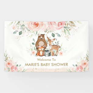 Blush Floral Woodland Animal Baby Dusche Hintergru Banner