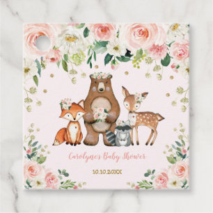 Blush Floral Woodland Forest Animals Baby Girl Geschenkanhänger