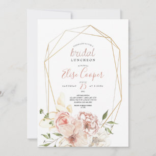 Blush Floral Wreath Bridal Luncheon Einladung