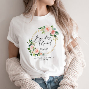 Blush Floral Wreath Bridesmaid personalisiert T-Shirt