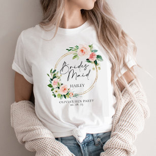 Blush Floral Wreath Bridesmaid personalisiert T-Shirt