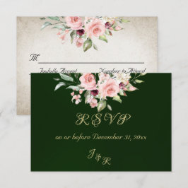 Blush Floral & Wreath RSVP - Emerald Karte