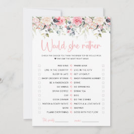 Blush Floral würde sie eher Bridal Game Card Einladung