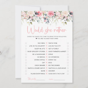 Blush Floral würde sie eher Bridal Game Card Einladung