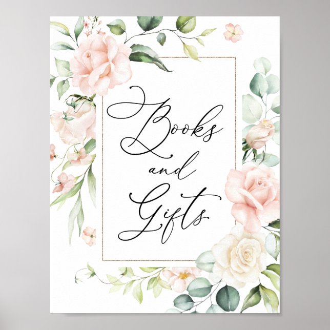 Blush Florals Bücher und Geschenke Zeichen Poster (Vorne)