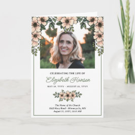 Blush Florals Foto Feier des Lebens Beerdigung Programm