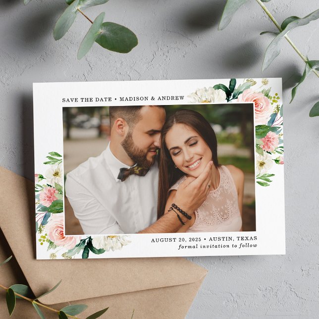 Blush Florals Foto Save The Date (Von Creator hochgeladen)