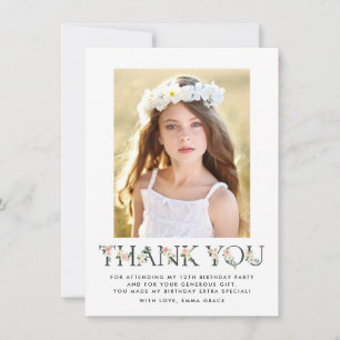 Blush Florals Foto von Birthday Thank You Card Dankeskarte