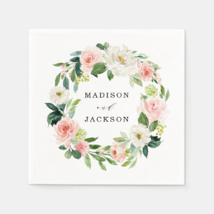 Blush Florals Personalisierte Hochzeit Serviette