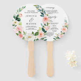 Blush Florals Round Wedding Program Fan Fächer