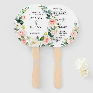 Blush Florals Round Wedding Program Fan Fächer