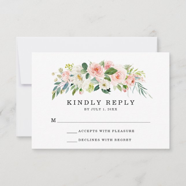 Blush Florals | RSVP-Hochzeitkarte RSVP Karte (Vorderseite)