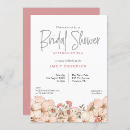 Blush Florals Script Brautparty Einladung
