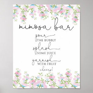 Blush Florals und Greenerity Mimosa Bar Sign Poster