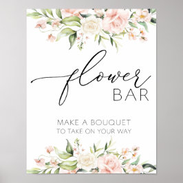 Blush Florals und Greenery Blume Bar Sign Poster