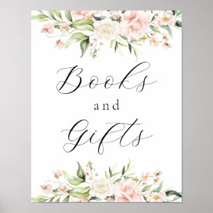 Blush Florals und Grüne Bücher und Geschenke Zeich Poster